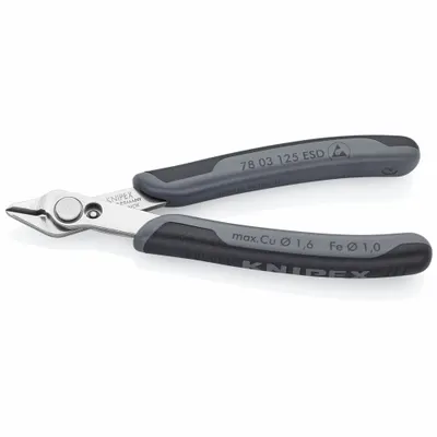 KNIPEX Diagonal Cutting Plier: ESD-Safe, Flush, Pointed, 5 in Overall Lg, 3/8 in Jaw Lg - ESD-Safe Flush-Cut Pliers