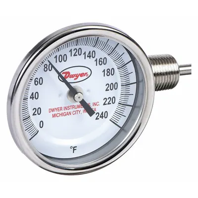 Dwyer BTLR36051 Side- & Bottom-Mount Fixed-Angle Thread-Mount - Side- & Bottom-Mount Fixed-Angle Thread-Mount Dial Thermometers