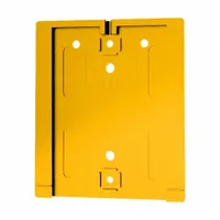 This yellow polycarbonate wall mount plate serves as a receiver for retractable belt barriers. It mounts on walls to secure belt posts in crowd control and queue management applications. Includes two #8 1-1/4 in flat head screws for installation