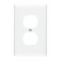 LEGRAND Wall Plate: Duplex Outlet, 1 Gang, White, Jumbo Size (MPN TPJ8W)