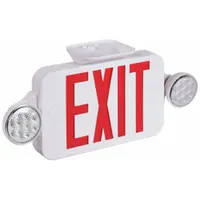 Exit Sign with Emergency Lights: White, 1 or 2 Faces, Red, LED, Ceiling/Wall, Nickel Cadmium (MPN CCR)
