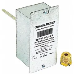 Temperature sensor for monitoring air or fluid temperatures in HVACR systems. Used in commercial and industrial environments for building automation, process control, and refrigeration applications.