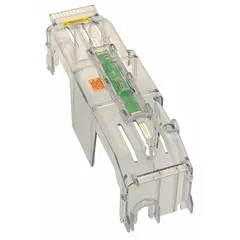 Indicating fuse block cover rated 600 V AC and 101 A to 200 A. Designed for H/RK1/RK5 fuse classes and compatible with RM fuse series. Provides visual indication of fuse status for industrial fuse blocks.