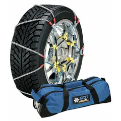 Alloy cable diagonal chain link tire chain for passenger cars, pickup trucks, and SUVs. Compatible with tire size 275/55-20. Provides traction on snow and ice.