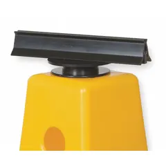 This black plastic sign top mount is designed for attaching signs to safety cones. It includes one holder adapter for secure installation. Suitable for use in traffic control, construction zones, and facility safety marking.