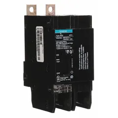 The SIEMENS BQD270 is a 2-pole, bolt-on miniature circuit breaker rated 70 A at 480V AC. It provides overcurrent protection in electrical distribution systems, suitable for single-phase applications in panelboards.