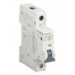 This miniature circuit breaker is rated 15A with a C-Curve trip characteristic, suitable for overcurrent protection in branch circuits. It is UL489 listed for DIN rail mounting and features screw clamp terminals for secure wiring connections. Rated for 240V AC and 60V DC, it provides a maximum interrupting rating of 14kA at 240V AC. Typical applications include industrial control panels, HVAC equipment, and machinery requiring reliable circuit protection.