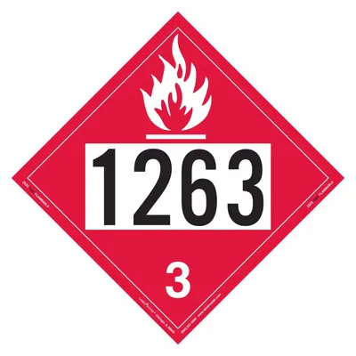 LABELMASTER Flammable Liquid Placard: 1263, 10 3/4 in x 10 3/4 in, 10 3/4 in Label Ht - Class 3: Flammable Liquids
