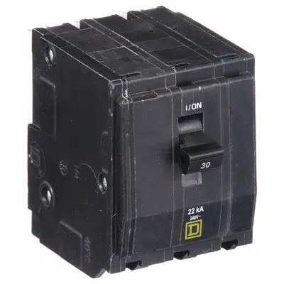 SQUARE D Miniature Circuit Breaker: 30 A, 120/240V AC, Three Phase, 22kA at 120/240V AC - QO Series, Plug-In Square D Miniature Circuit Breakers