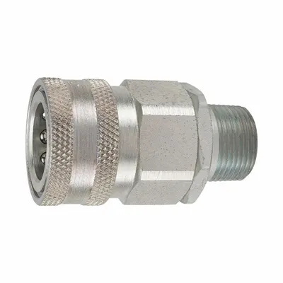 PARKER Coupler: 1/4 in, Steel, 6,500 psi Max. Working Pressure @ 70 F, 1/4"-18 Thread Size - H Series Hydraulic Quick-Connect Coupling Bodies
