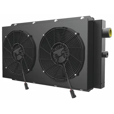 AKG Forced Air Oil Cooler: 60 hp Heat Removed, 80 gpm Max. Flow, 250 psi Max. Pressure - DC Motor Driven Forced Air Oil Coolers