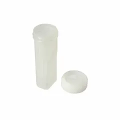 Staining jar made of polypropylene copolymer. Height 98 mm, width 30 mm. Suitable for staining and processing microscope slides in histology and pathology laboratories.