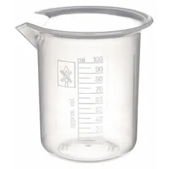 Low Form Plastic Beaker Without Handle, Polypropylene, Clear, 100 mL, 51 mm OD