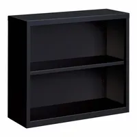 HIRSH Bookcase: Black, Steel, 30 in Overall Ht, 34 1/2 in Overall Wd, 13 in Overall Dp, 2 Shelves (MPN 21987)