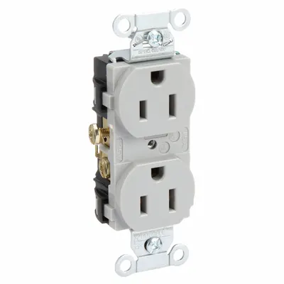 HUBBELL Receptacle: Duplex, 5-15, Gray, 125V AC, 15 A, 2 Pole / 3 Wire (MPN CR15GRY) - General Purpose Receptacles