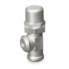 This Parker soft-seat pressure control valve regulates downstream pressure in hydraulic and pneumatic systems. It has a flow capacity of 4 gpm, a maximum pressure setting of 750 psi, and a brass body with 1/4 in NPT ports. Suitable for industrial machinery, fluid power circuits, and process control applications requiring precise pressure limiting or reducing.