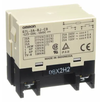 OMRON Enclosed Power Relay: Bracket Mounted, 30 A Current Rating, 12V DC, DPST-NO - Bracket-Mounted Relays