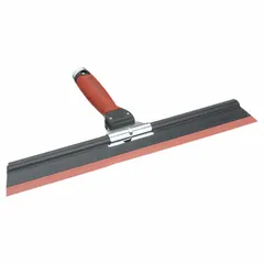 This rubber squeegee trowel is used for drywall and plaster finishing, including knockdown texture and squeegee applications. The rubber blade aids in creating smooth or textured surfaces on walls and ceilings.