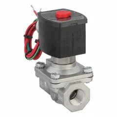 This 2-way/2-position normally open solenoid valve features a 1/2 in pipe size and NBR seal, rated for 110V AC/120V AC. Designed for high flow applications, it is suitable for on/off control of liquids and gases in industrial systems requiring explosion-proof operation.