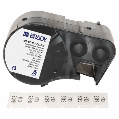 BRADY Combined Label and Ribbon Cartridge: 1/2 in x 1 in, Acrylic, Permanent Adhesive - Brady Thermal Transfer Precut Label Roll Cartridges