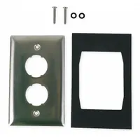 HUBBELL PREMISE WIRING Wall Plate: Gray, 1 Gang, 2 Port, Flat Module, Stainless Steel (MPN HISF12)