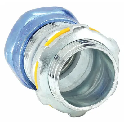 RACO Compression Conduit Connector: Steel, 1/2 in Trade Size, 1 9/16 in Overall Lg - Compression Conduit Connectors