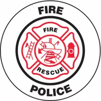 Hard Hat Label: Fire Police Fire Rescue, 2 1/4 in Dia, English, Engineer-Grade Retroreflective (MPN LHTL615)