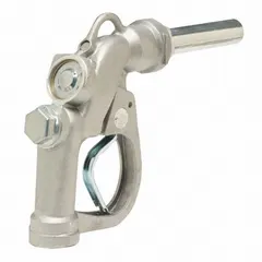 This general purpose manual nozzle features a rigid aluminum body and aluminum spout. It is pressure activated with a maximum flow rate of 90 gpm and does not include a meter. Suitable for high-volume dispensing of beverages in commercial settings.