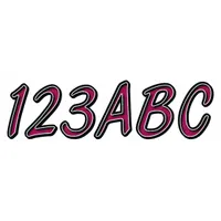 Proprietary boat registration label set includes characters 0 to 9 in black/burgundy. Each character is 3 inches tall. Used for displaying required identification numbers on watercraft