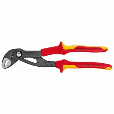 KNIPEX Water Pump Plier: Insulated, V, Push Button, 2 in Max Jaw Opening, 10 in Overall Lg - V-Jaw Insulated Tongue & Groove Pliers