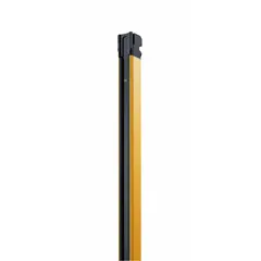 This OMRON safety light curtain is designed for body detection in industrial environments, creating an infrared barrier to safeguard personnel near hazardous machinery. It operates at 24V DC with 4 beams spaced 300 mm apart, providing a protected height of 1070 mm. The unit uses 870 nm IR LED light and features M12 electrical connections for both receiver and transmitter. Safety output is rated at 300 mA, with auxiliary output at 100 mA.