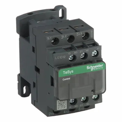 SCHNEIDER Magnetic Contactor: Non-Reversing, 3 Poles, 3NO Contacts, 12 A - Non-Reversing IEC Contactors