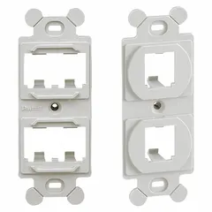 Voice and data housing for mounting modular jacks in structured cabling systems. Accommodates up to 4 duplex or mini-com modules. Off white finish for commercial and industrial network installations.