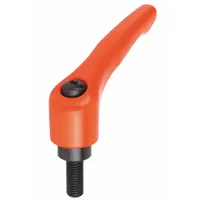 KIPP Adjustable Handle: Zinc w/ Steel Thread, M6 Thread, 20 mm Thread Lg, 40 mm Lg, Orange (MPN K0122.1062X20)