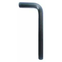 This L-shaped hex key features a 12 mm metric tip size and a short length for access in confined spaces. Constructed from alloy steel with a black oxide finish, it includes two tips. Commonly used for driving socket-head fasteners in assembly, maintenance, and repair tasks.