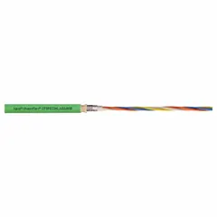 Shielded continuous flexing bus drop cable for Profinet systems. Features (2) pair 22 AWG conductors with a PUR jacket. Minimum bend radius factor of 5 x OD for fixed installation and 8 x OD for flexible applications. Sold by the foot.