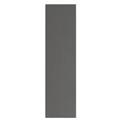 This pilaster is a structural column for commercial bathroom partitions. It measures 82 inches in height, 22 inches in width, and 1 inch in thickness. The polymer inner core is finished in a black pebble texture. It provides support and privacy in restroom stall systems.