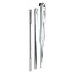 This ratcheting micrometer torque wrench features a 1 1/2 in square drive and a torque range of 1500 N-m to 3000 N-m. It is tether capable for added safety. Typical applications include precision tightening of heavy-duty industrial fasteners in high-torque settings.