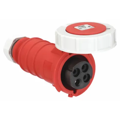 BRYANT Pin and Sleeve Connector: Red, 480V AC, Three Phase, 30 A, 3 Pole, 4 Wire - Watertight Connectors