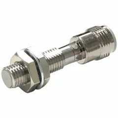 Shielded inductive cylindrical proximity sensor with built-in M12 connector. Operates on 10-30V DC supply with 3-wire configuration. Used for non-contact detection of metal objects in industrial automation applications such as position sensing, part counting, and machine monitoring.