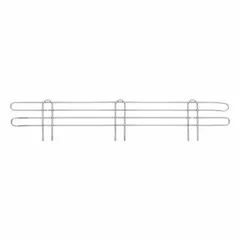 Steel ledge designed for wire shelving systems to prevent items from falling off. Measures 30 in width, with a chrome finish and silver color. Suitable for commercial and industrial storage applications.