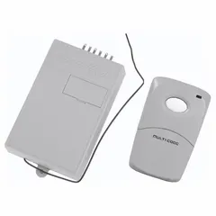 This radio transmitter and receiver provides open-close control for commercial garage door operators. Designed for indoor installation, it enables wireless operation of compatible door systems in industrial and commercial facilities.
