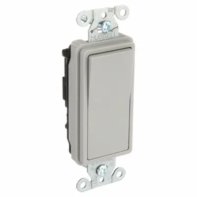 BRYANT Wall Switch: Rocker Switch, 3-Way, Maintained, Gray, 120/277V AC - Rocker Wall Switches