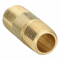 Brass pipe nipple with 1/4 in nominal pipe size, 1 1/2 in overall length, and Male NPT x Male connections. Rated for maximum operating pressure of 1,000 psi and maximum steam pressure of 1,000 psi. Suitable for high-pressure instrumentation systems, fluid lines, and steam applications.