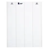 White polyester wraparound label measuring 1/4 in x 21/32 in. Designed for permanent identification of wires from 20 AWG to 16 AWG. Suitable for use in industrial electrical panels, control cabinets, and cable management systems