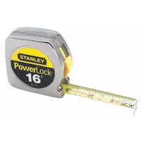STANLEY Tape Measure: Nonmagnetic Single Hook Tip, 16 ft, Chromed Plastic, Silver (MPN 33-116)