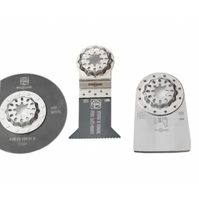 FEIN Oscillating Tool Blade Set: 3 Blades, Semi-Circular/Straight, Starlock Connection - Starlock Mounted Sets