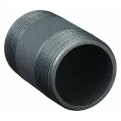 This Schedule 80 seamless pipe nipple has a 5-inch nominal pipe size and 4 1/2-inch length, with Male NPT threads on both ends. Rated for a maximum operating pressure of 1,000 psi at 150°F, it is used to connect male-threaded pipes or fittings in medium-pressure industrial piping systems handling steam, water, gas, or oil.