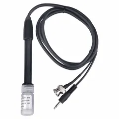 This multiparameter electrode measures ORP, pH, and temperature in aqueous solutions. It features a single junction, BNC connection, and round epoxy tip. The electrode operates over a pH range of 0 to 14 and an mV range of 1999 to 2000. Typical applications include water quality testing and laboratory analysis.