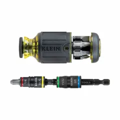 This combination multi-bit screw and nut driver has a 7-inch overall length and ball bearing construction. It includes hex nut driver sizes 1/4, 5/16, 7/16, and 3/8-inch; Phillips sizes #1, #2, and #3; slotted sizes 3/16 and 1/4-inch; and square sizes #1 and #2. Suitable for driving and removing screws and nuts in electrical, construction, and maintenance tasks.